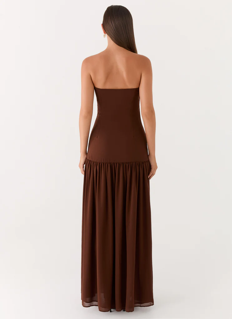 Abito Maxi Senza Spalline Eden - Marrone