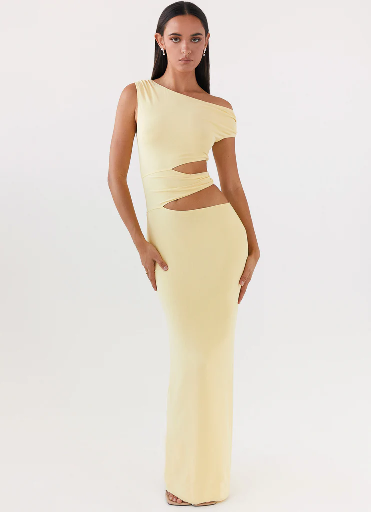 Vestito Maxi a Una Spalla Margot - Giallo