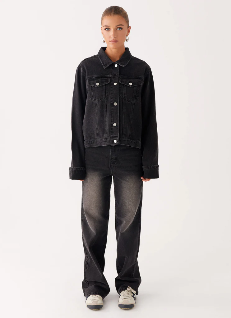 Giubbotto in denim oversize Back Again – Lavaggio antracite Giubbotto in denim oversize Back Again - Lavaggio antracite