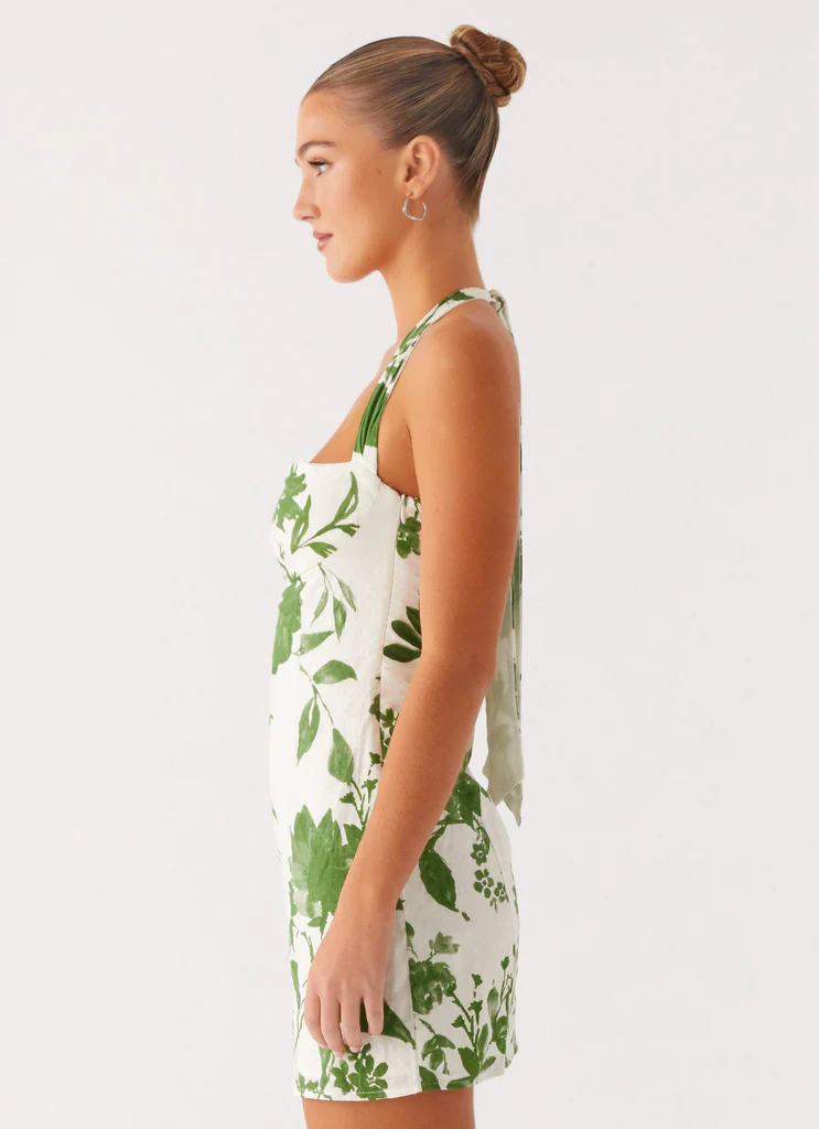 Vestito Mini in Cotone Melora - Fioritura Verde