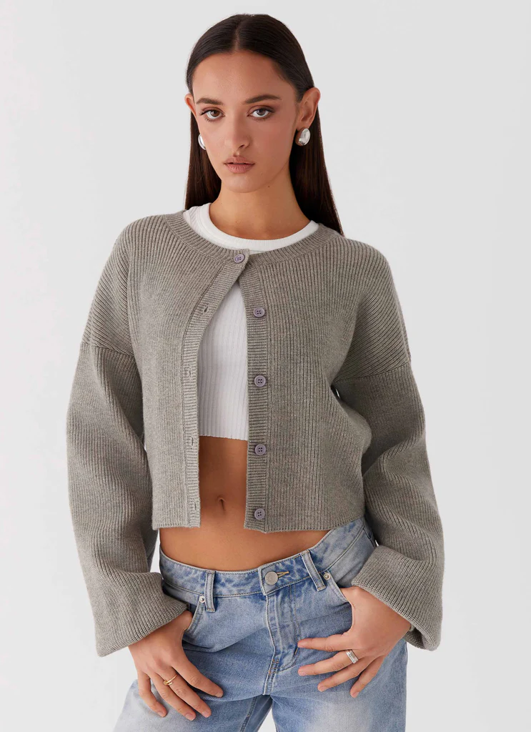 Cardigan Daphne in Maglia - Grigio Chiaro