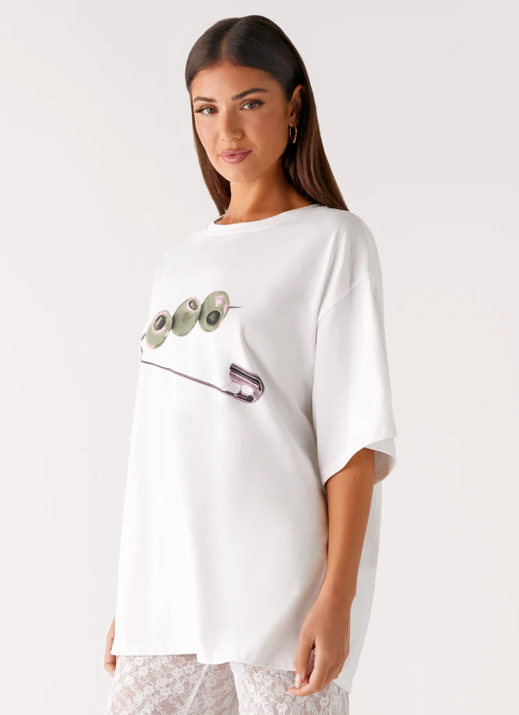 T-shirt Oversized Olive - Bianco