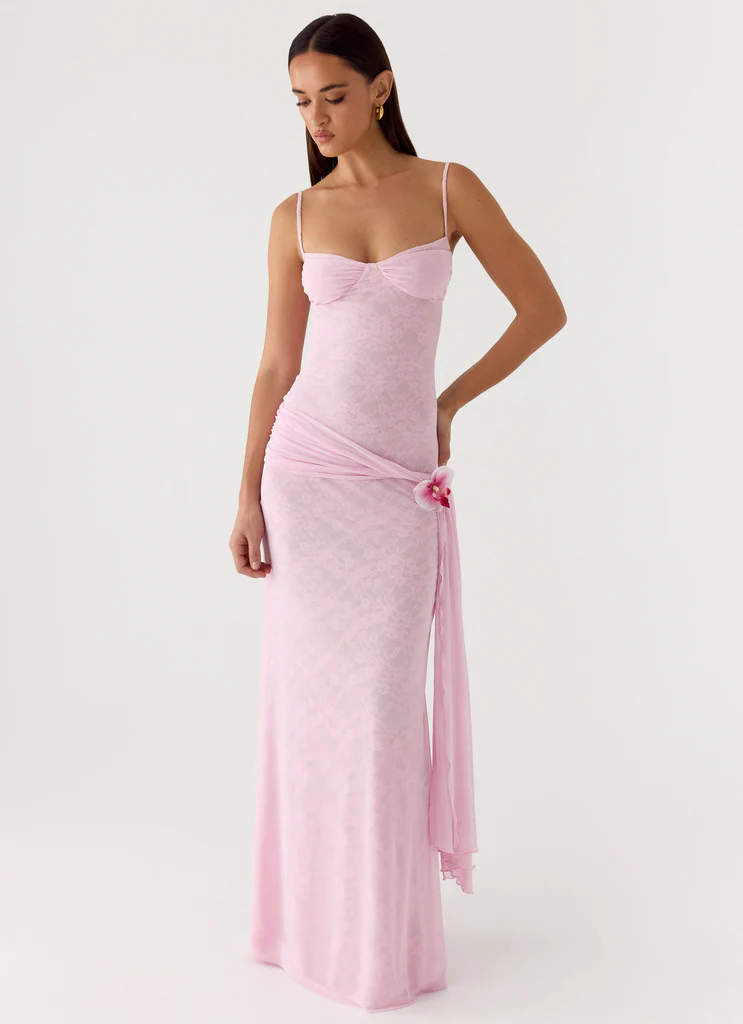 Vestito Maxi in Rete con Pizzo Natty - Rosa Petalo