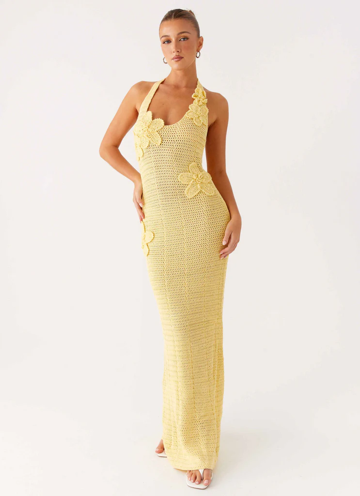 Novalee Flower Crochet Maxi Dress - Giallo