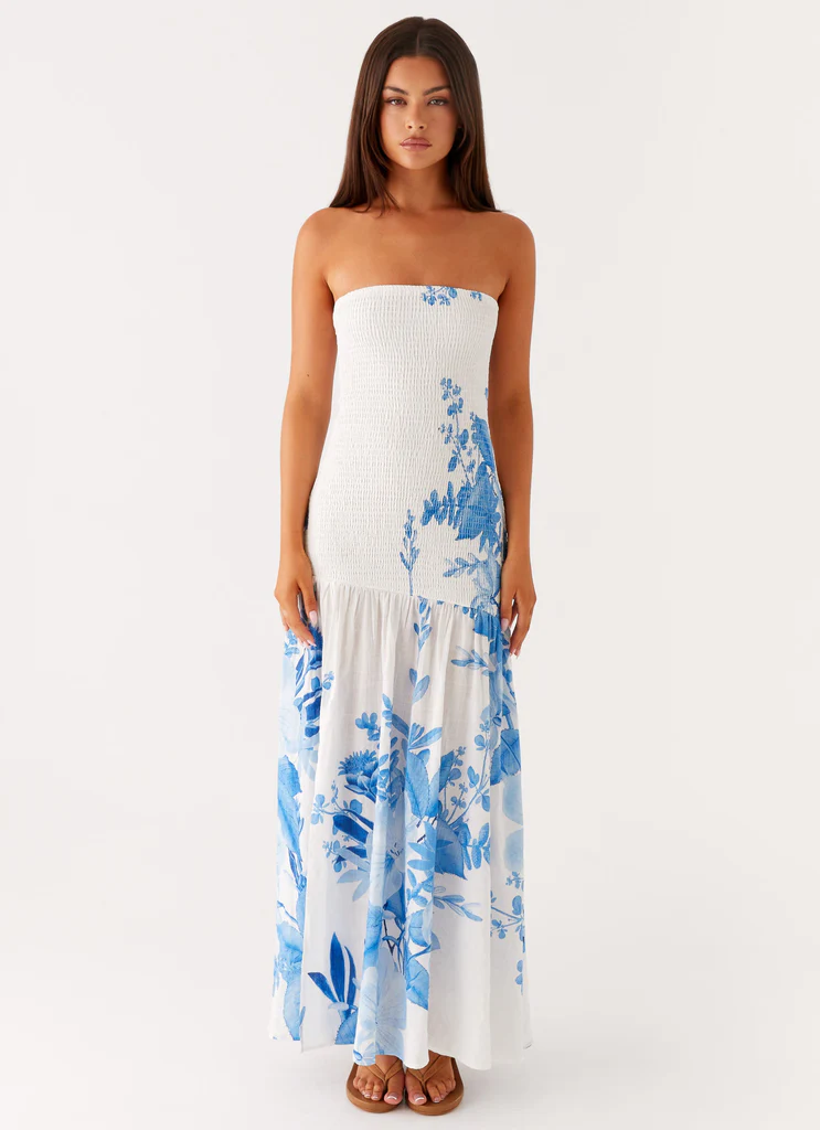Abito Maxi Rebecca - Stampato Floreale Blu
