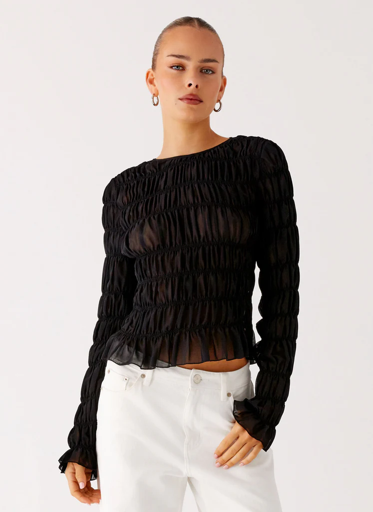 Top a Maniche Lunghe Bella - Nero