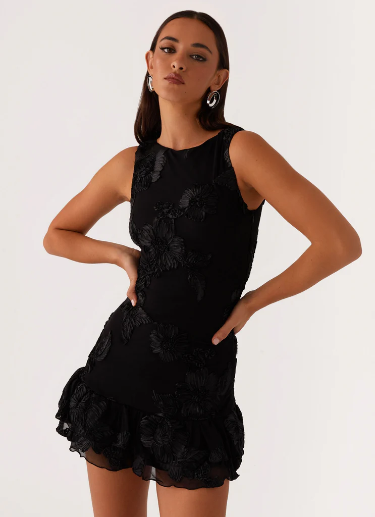 Vestito Mini a Collo Alto Last Dance - Nero