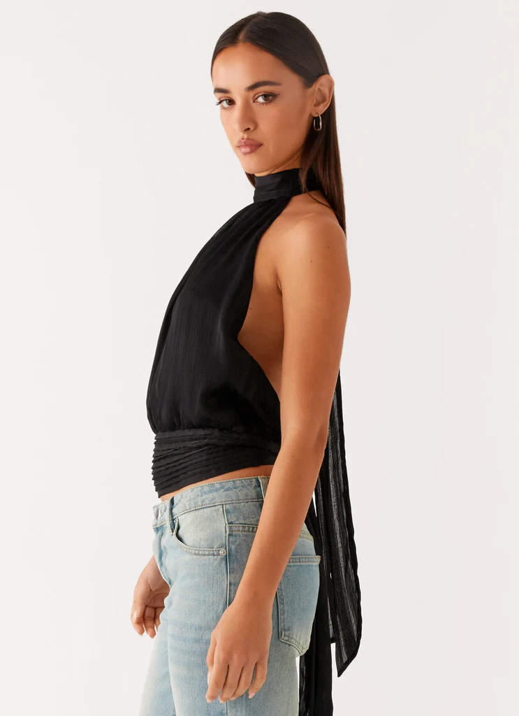 Top in Chiffon di Salice - Nero