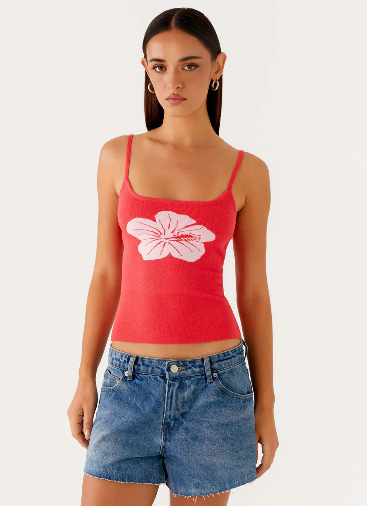 Top Tank A Maglia Ofira - Fiore Rosso
