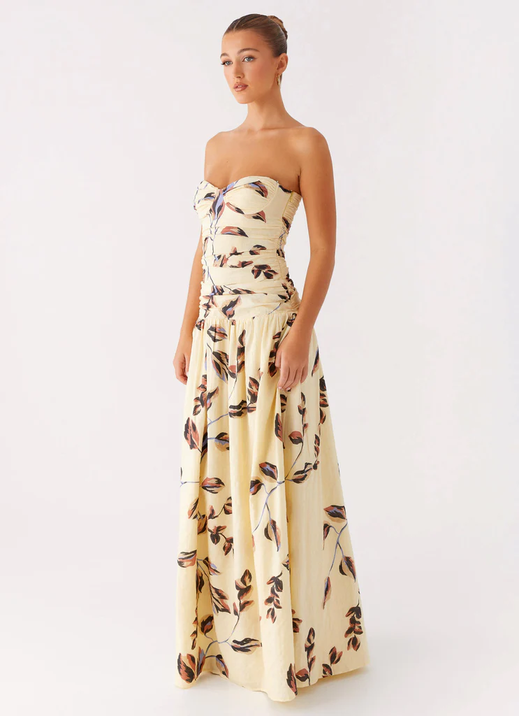 Abito Maxi Ruched Rhea - Buttercream Bliss