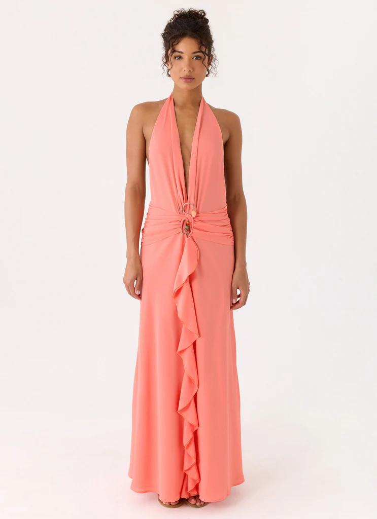 Abito Maxi con Spalline Attina - Corallo