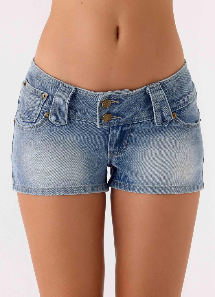 Jeans Corti Justin a Vita Bassa - Lavaggio Blu Vintage