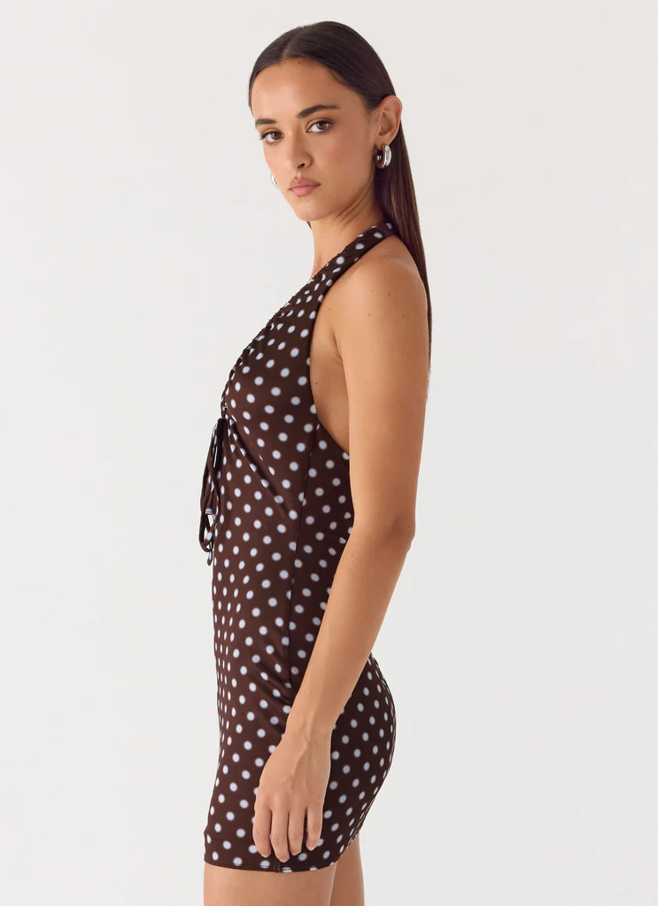 Chiodo Mini Vestito - Cioccolato con Puntini Blu