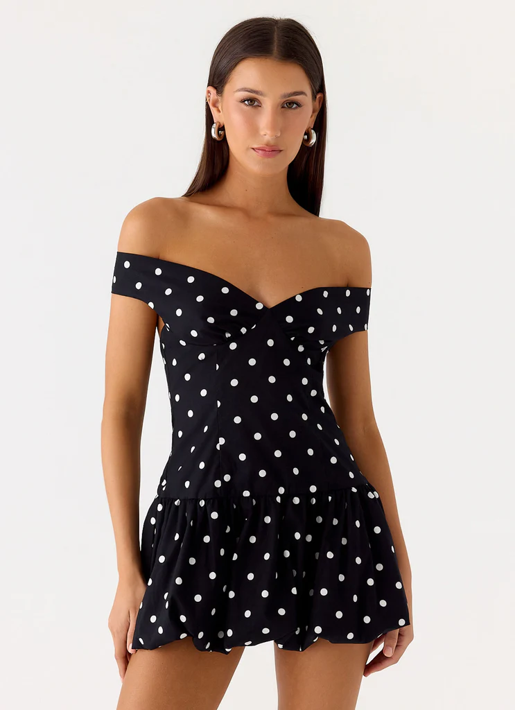 Vestito Mini Senza Spalline Endless Romance - Puntini Neri