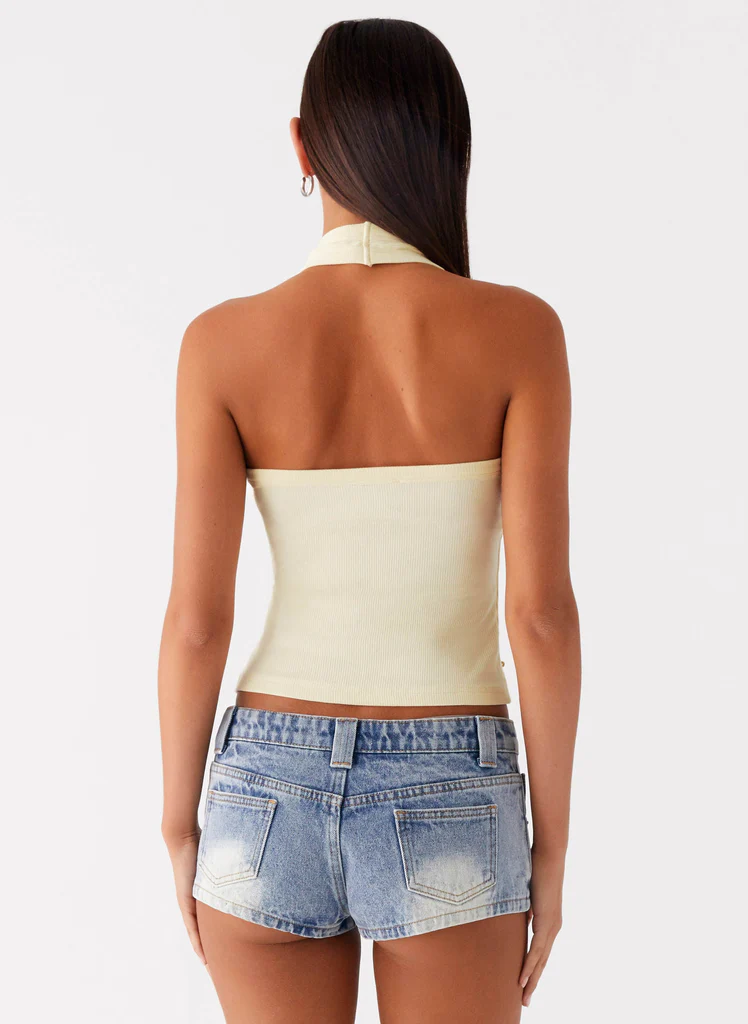 Top a Spallina con Paillettes Occhi nel Occhi - Giallo