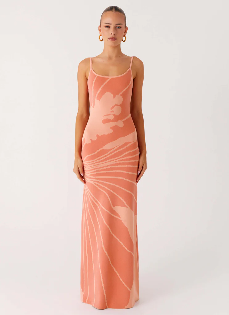 Bliss View Knit Maxi Dress - Pesca