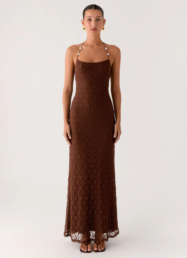Promessa Mia Abito Maxi in Pizzo - Cioccolato