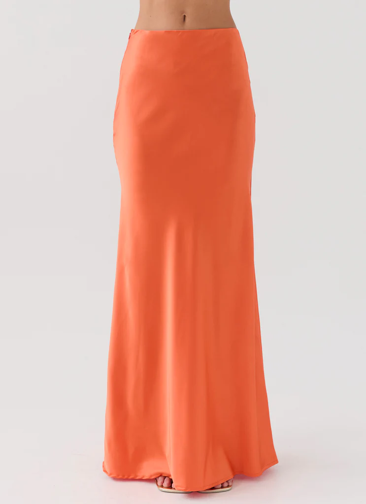 Vestito Maxi in Seta Nascosto Oasi - Arancione
