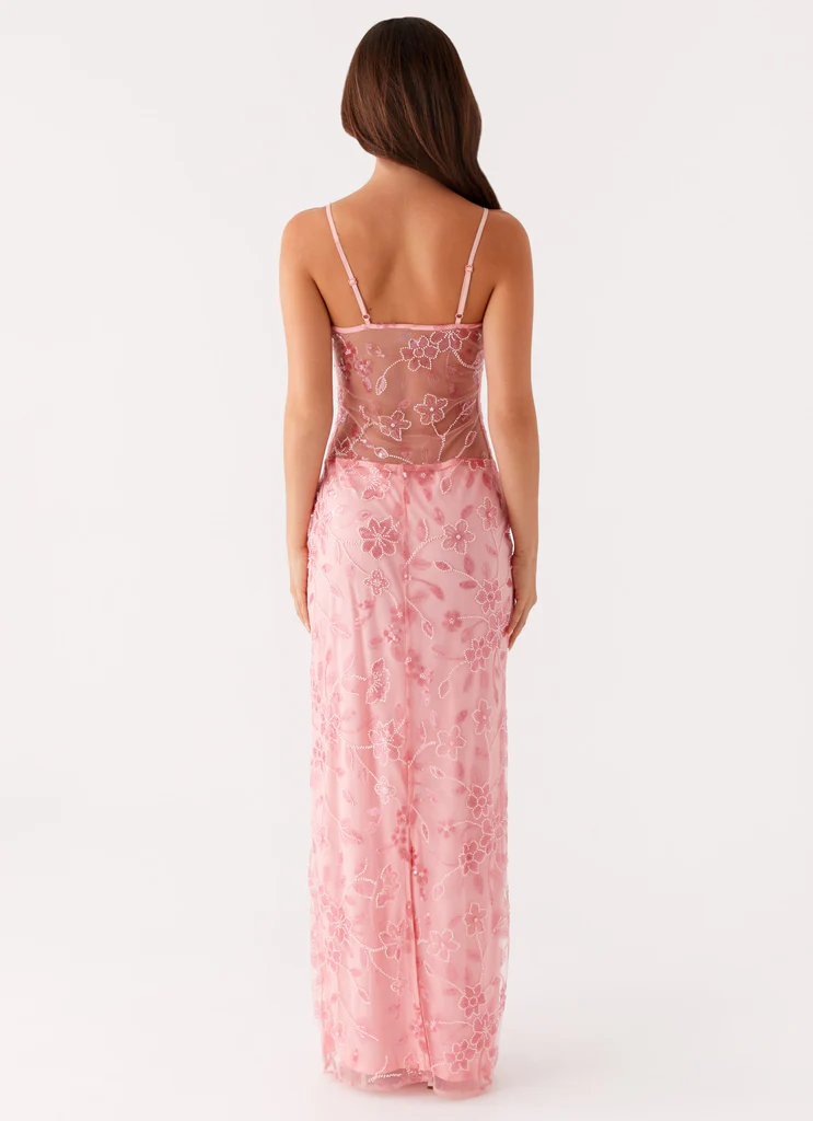 Akira Beaded Maxi Dress - Rosa Arancione