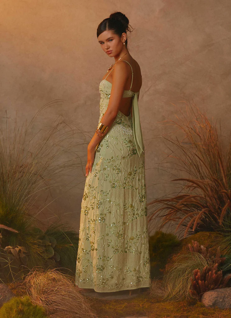 Abito Maxi con Perline Celandine - Lime