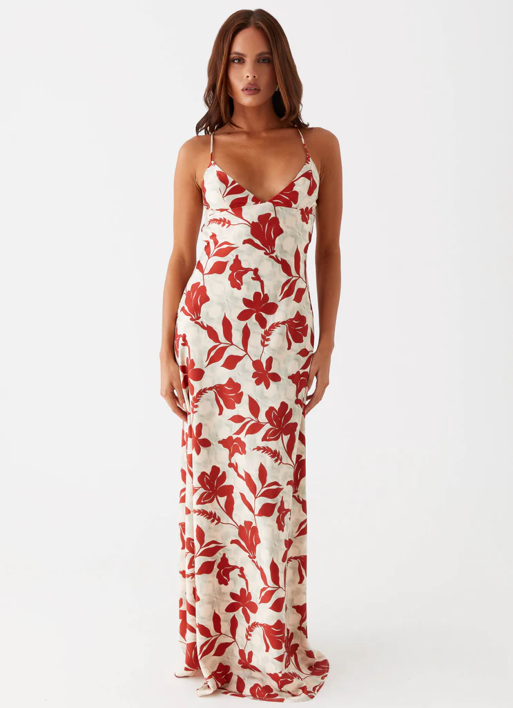 Abito Maxi Cecily - Fiore Rosso Verde