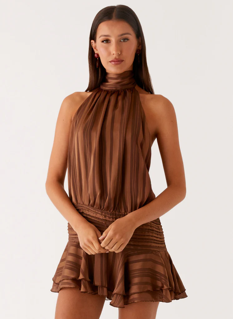 Vestito Mini in Chiffon Willow - Cioccolato