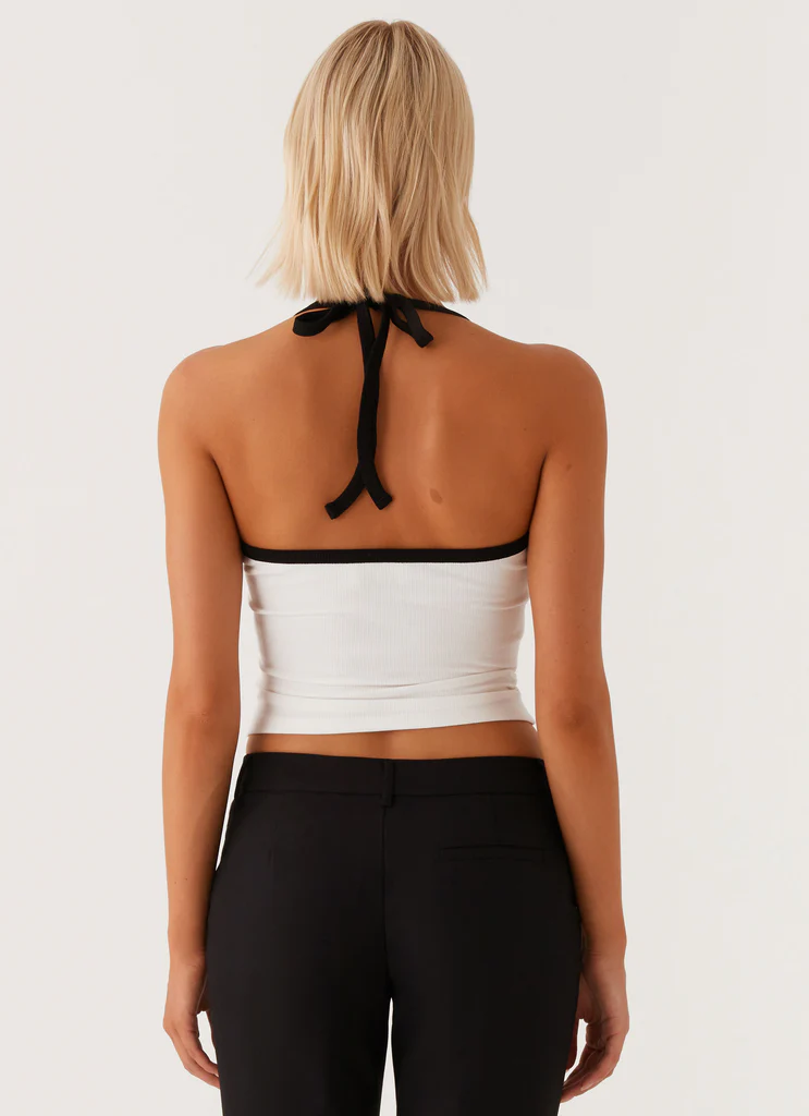 Top a Spalline con Monogramma Firmato - Bianco