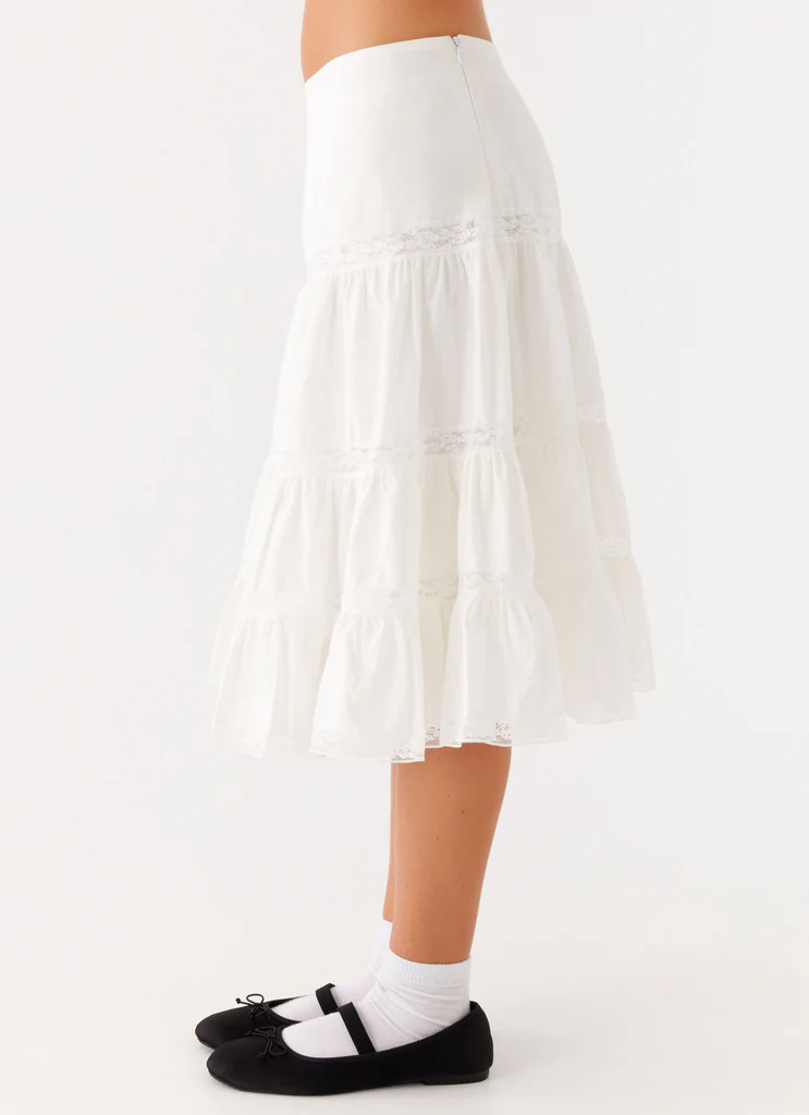 Good Vibes Midi Skirt - Bianco