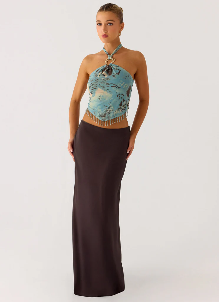 Maxi gonna in chiffon Star Girl - Cioccolato fresco