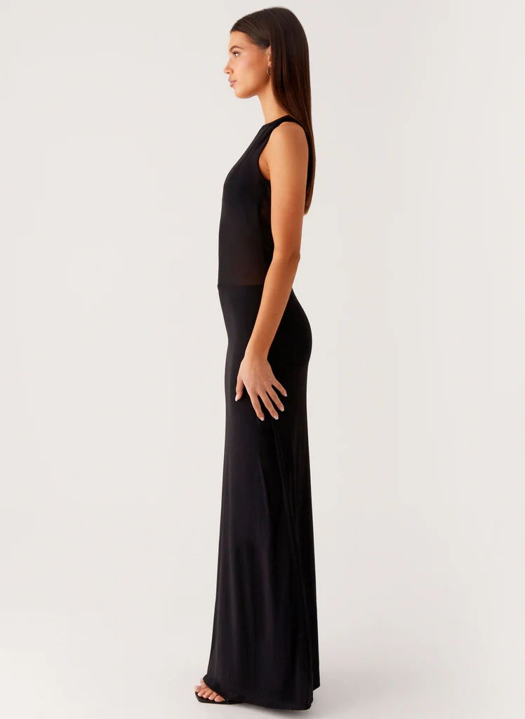 Abito Maxi in rete Lyria - Nero