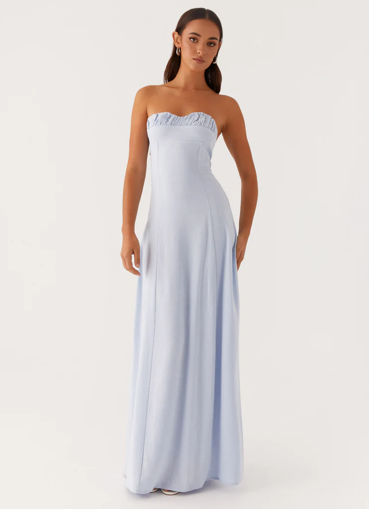 Abito Maxi in Lino Tayla - Blu