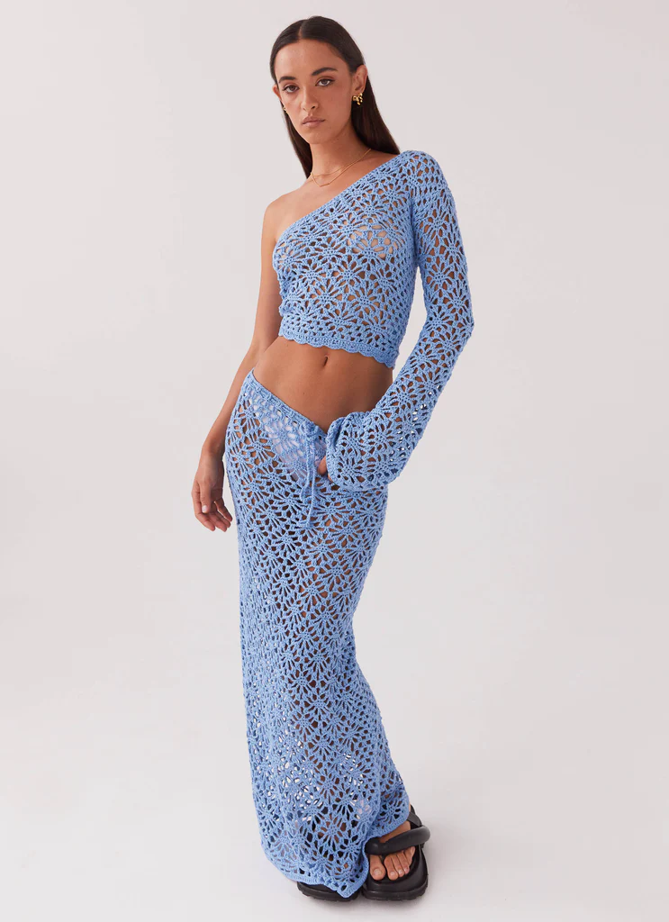 Merliah Crochet Maxi Skirt - Blu