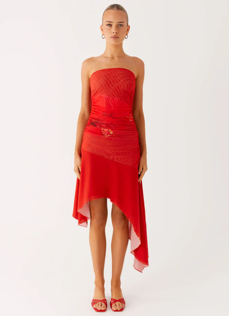 Vestito Midi Think About It - Rosso Fuoco