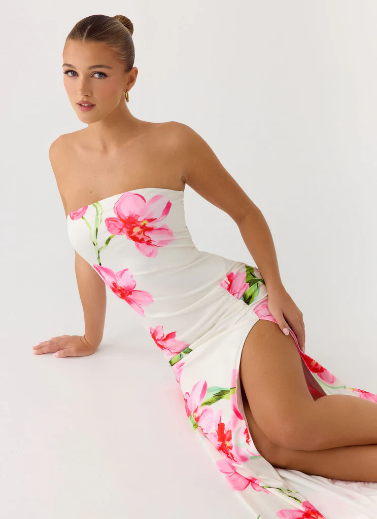Vestito Maxi Senza Spalline Erivo - Avorio Reef