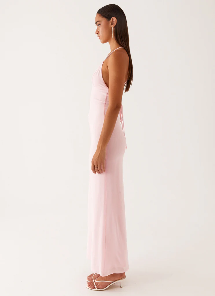 Abito Maxi in rete con perline Beki - Rosa