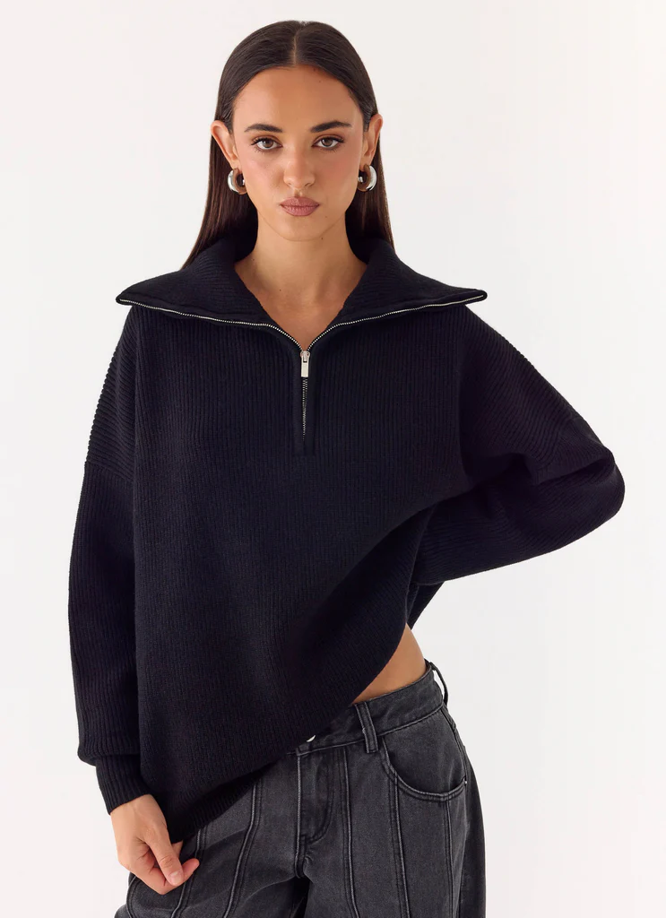 Maglione a Mezza Cerniera Eirena - Nero