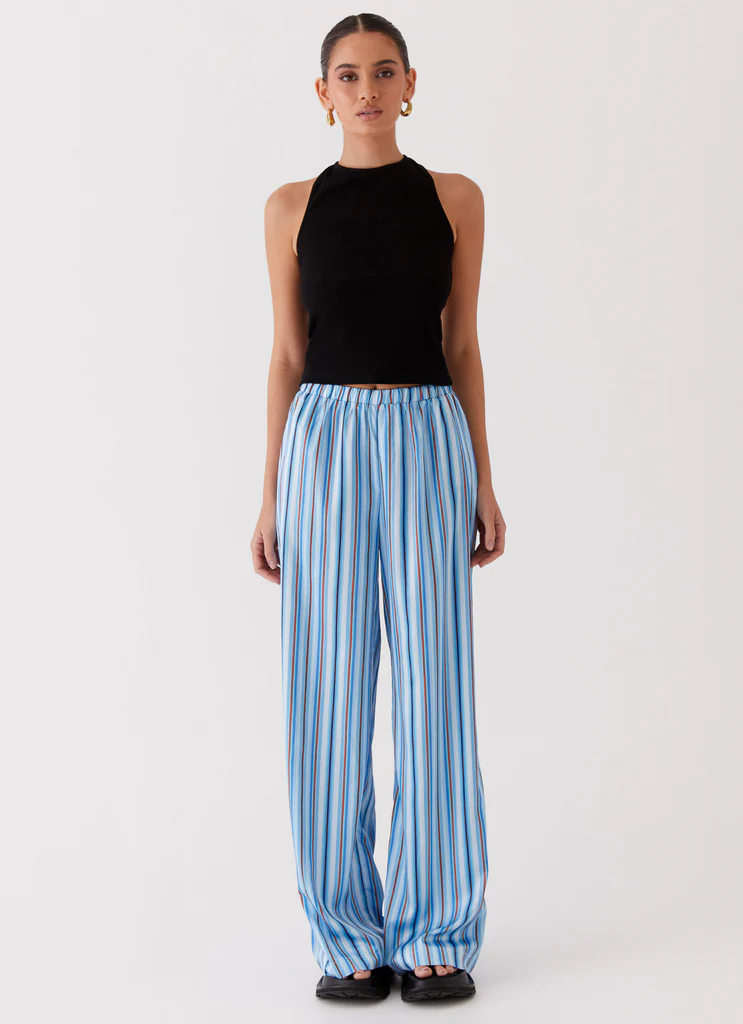 Pantaloni in Seta Salta – Strisce Blu Pantaloni in Seta Salta - Strisce Blu