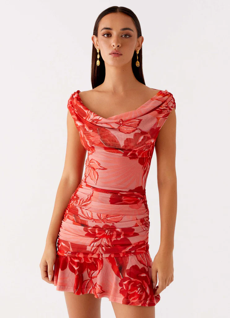 Cait Mini Dress - Stampato Sicily Sunsets