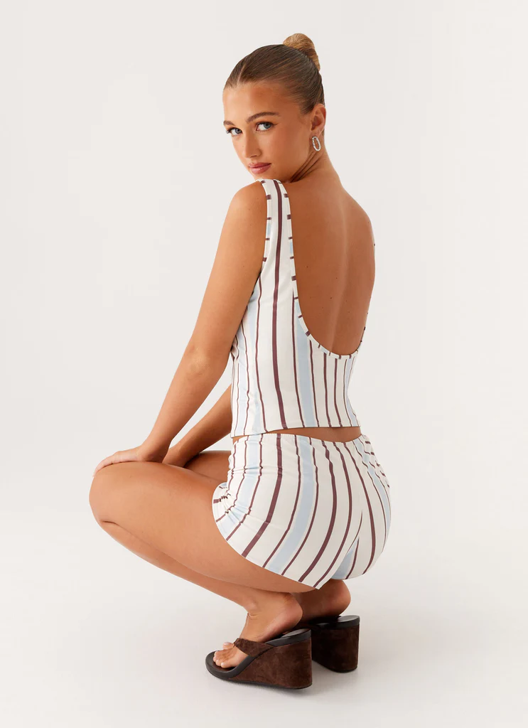 Top Tank Sole con Strisce Blu