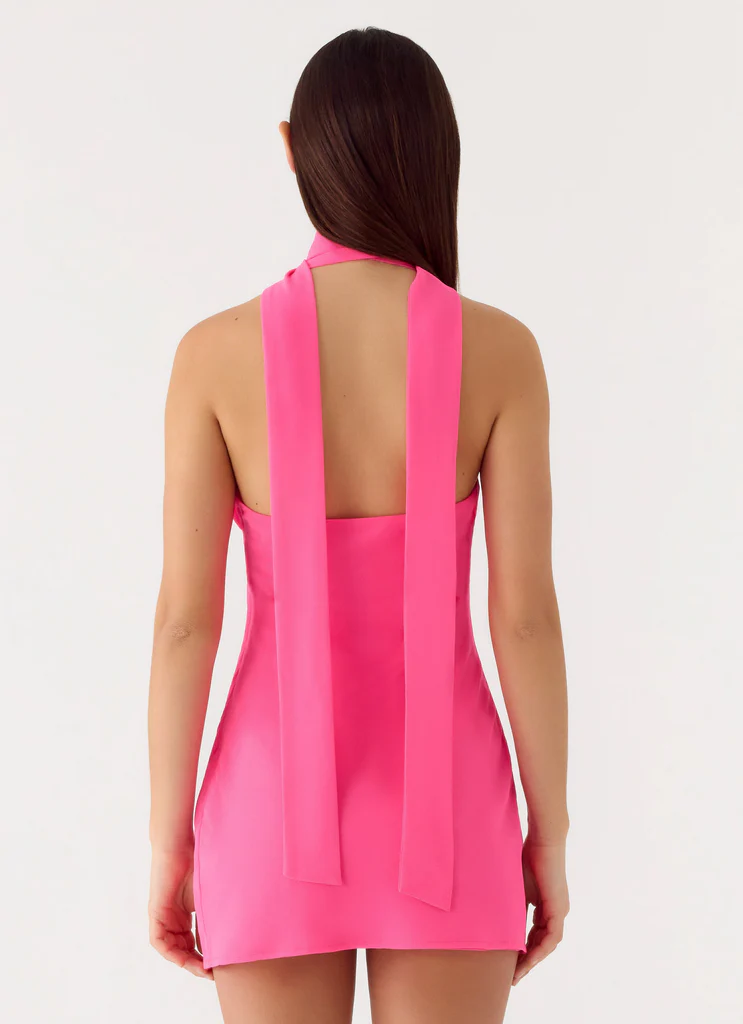 Vestito Mini Sciarpa Collo Melisande - Fucsia