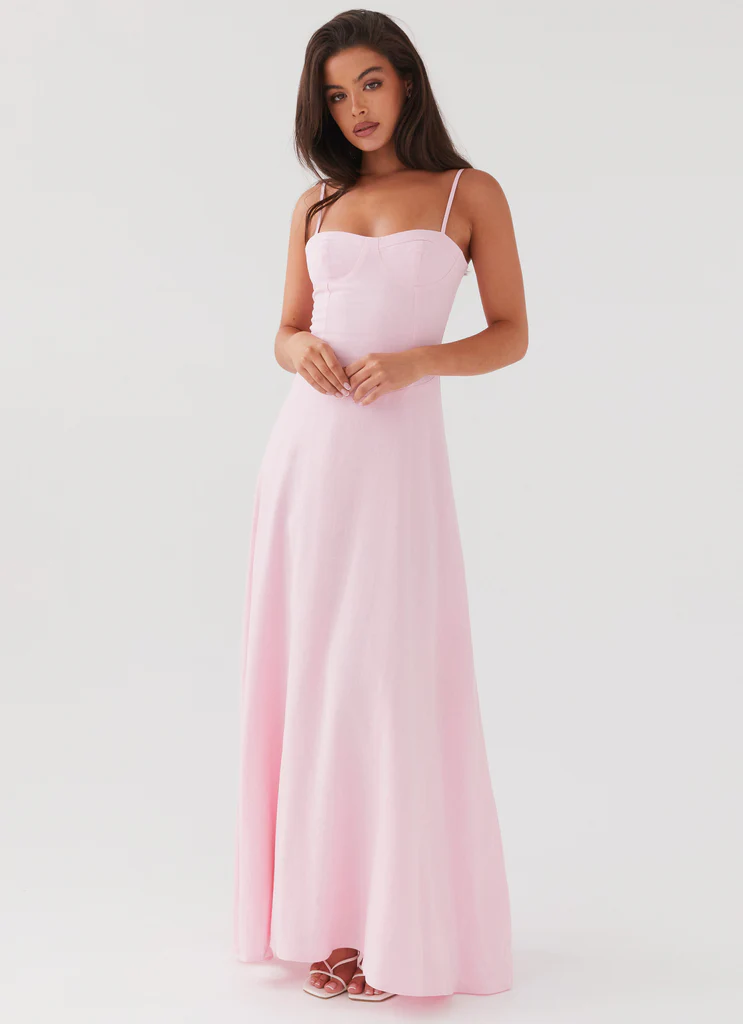 Abito Maxi in Lino Angelina - Petalo Rosa