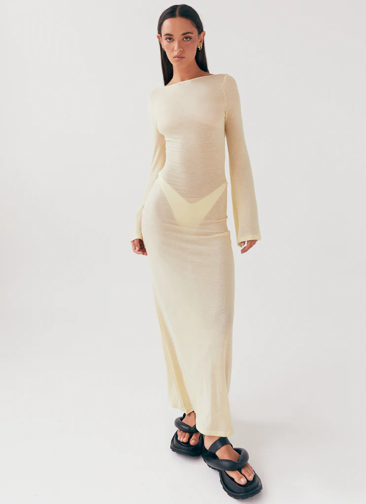 Abito Maxi a Maniche Lunghe Olivia - Limone