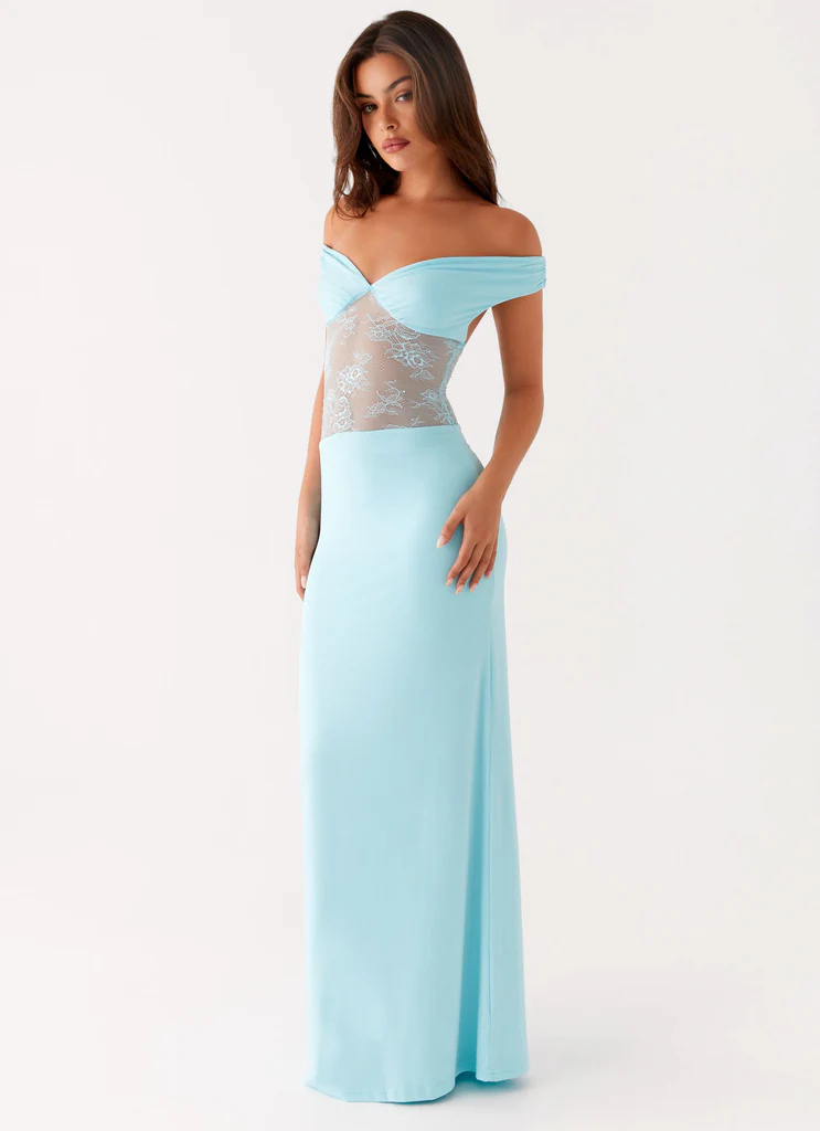 Infatuation Lace Maxi Dress - Turquoise