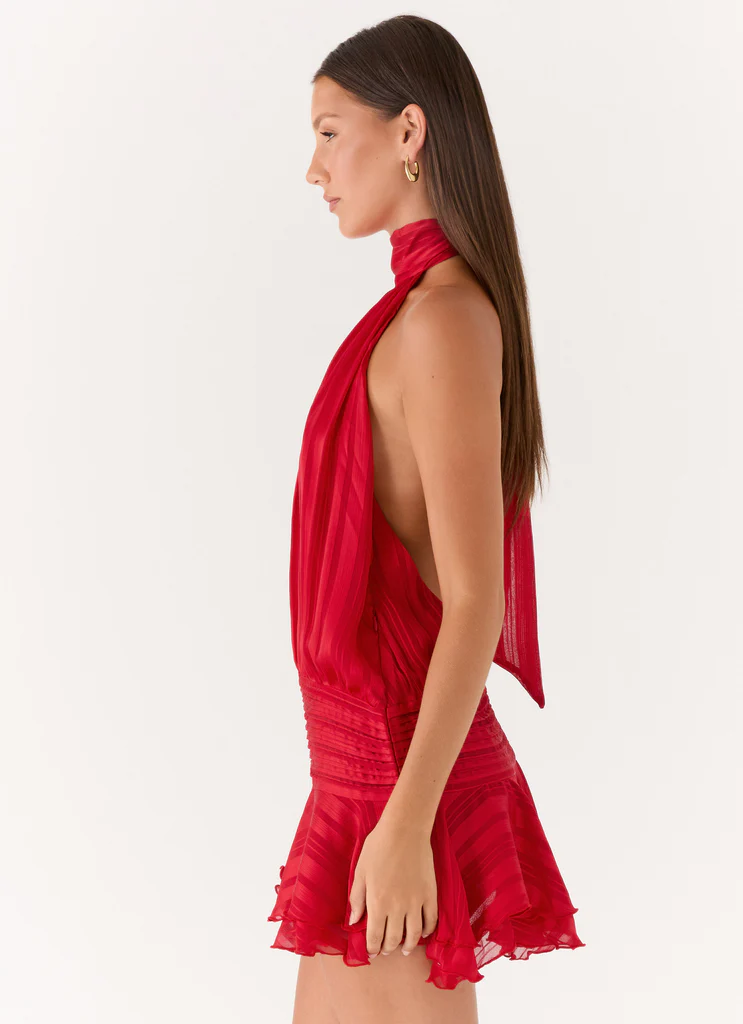 Vestito Mini in Chiffon Willow - Rosso