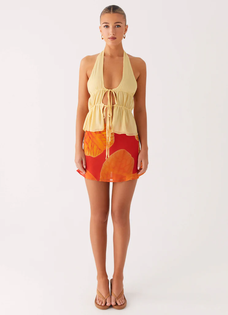 Mini gonna Breezy Palms - Arancio Sereno