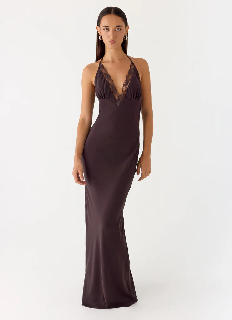 Indya Halter Maxi Dress - Cioccolato