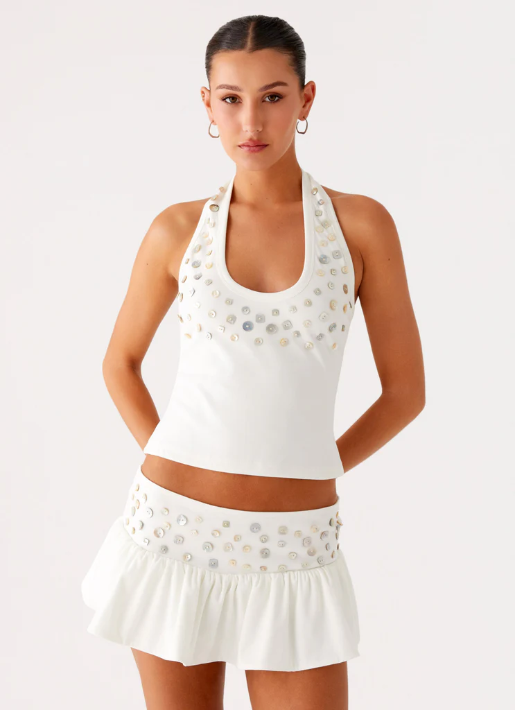 Skort a vita bassa Vegas Nights - Bianco
