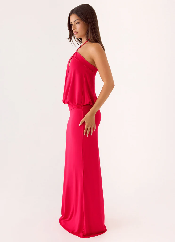 Telling You Maxi Dress - Rosso Magenta
