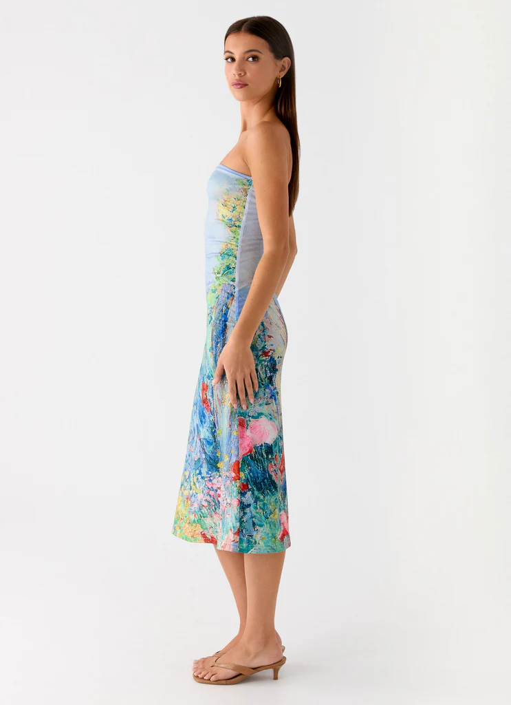 Vestito Midi senza spalline Niko - Giardino Primaverile