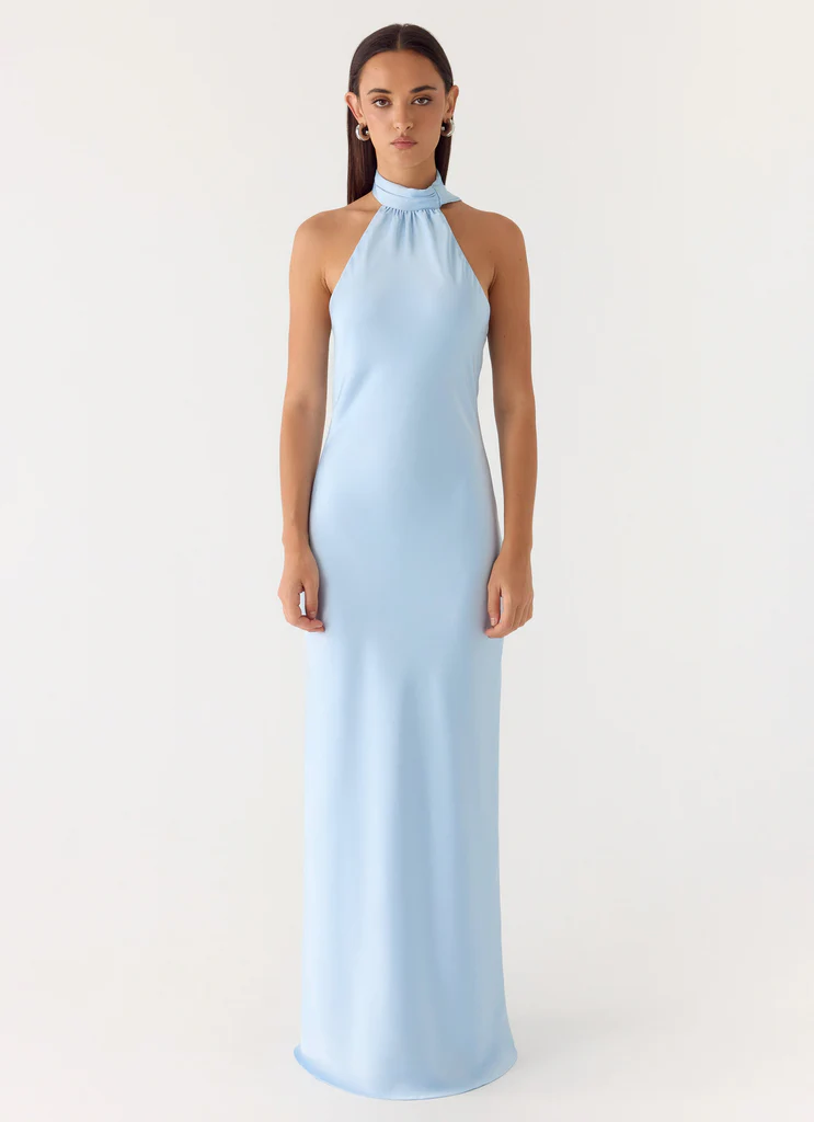 Vestito Maxi Keena con Sciarpa - Blu